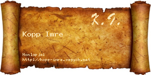 Kopp Imre névjegykártya